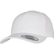 Czapki damskie - Flexfit Unisex 5-panelowa czapka bejsbolowa Premium Curved Visor Snapback Cap, biała, jeden rozmiar - miniaturka - grafika 1