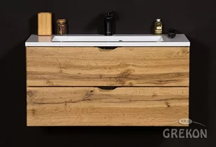 Szafka łazienkowa z umywalką wisząca dąb naturalny 80 cm Victa Gante - Szafki łazienkowe - miniaturka - grafika 1