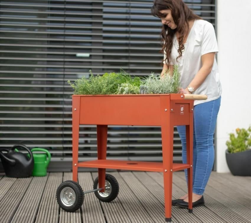 Herstera Garden Barcelona LisoCzerwona 85x35x80cmmetalowa podniesionagrządka na kółkach