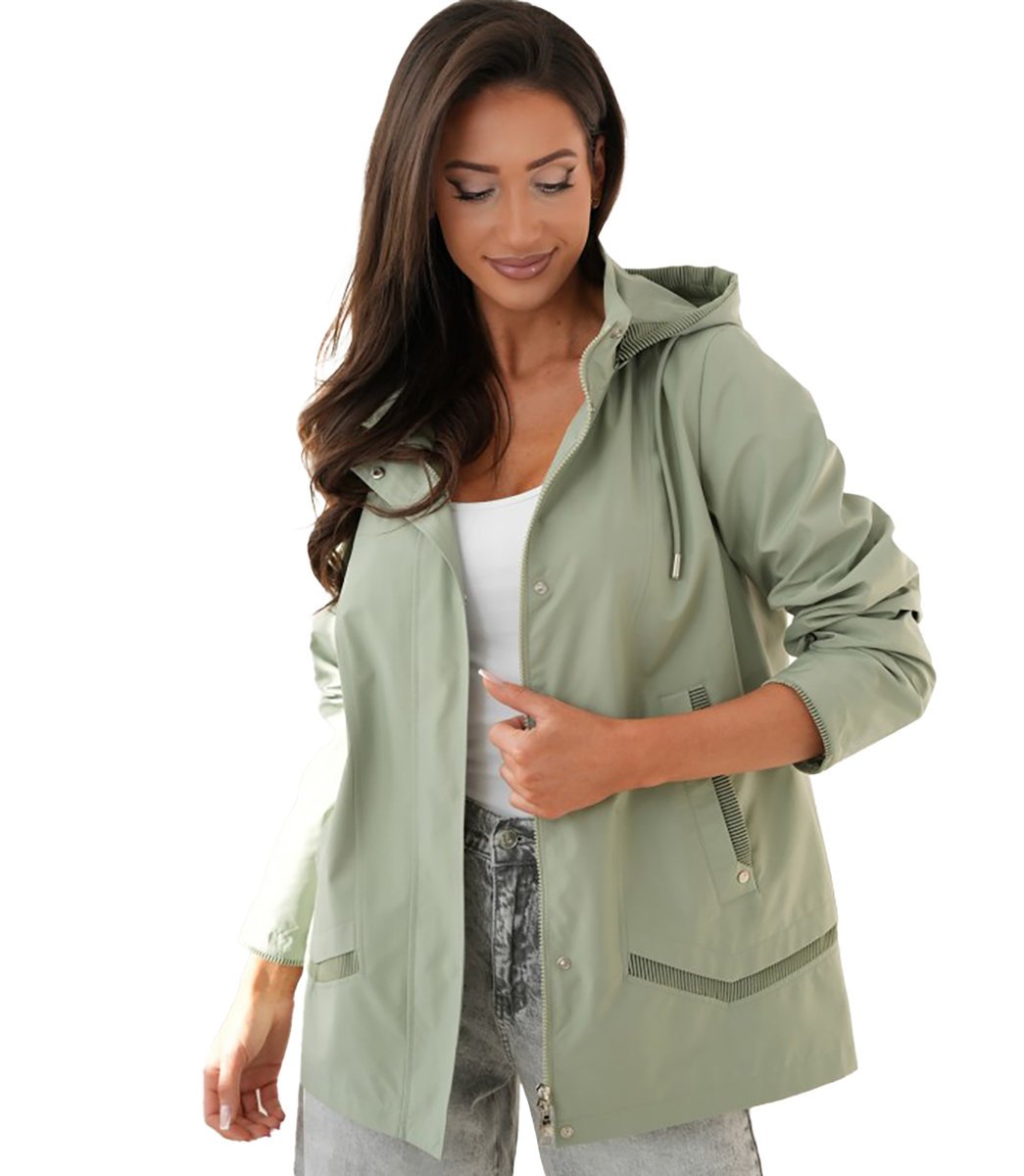 Kurtka damska DANIELA – krótka, przejściowa, z kapturem i kieszeniami-42