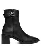 Kozaki damskie - Calvin Klein Botki Block Heel Boot W/ Metal Logo HW0HW02591 Czarny - miniaturka - grafika 1