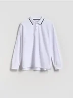 Bluzki dla chłopców - Reserved - Bawełniany longsleeve polo - biały - miniaturka - grafika 1