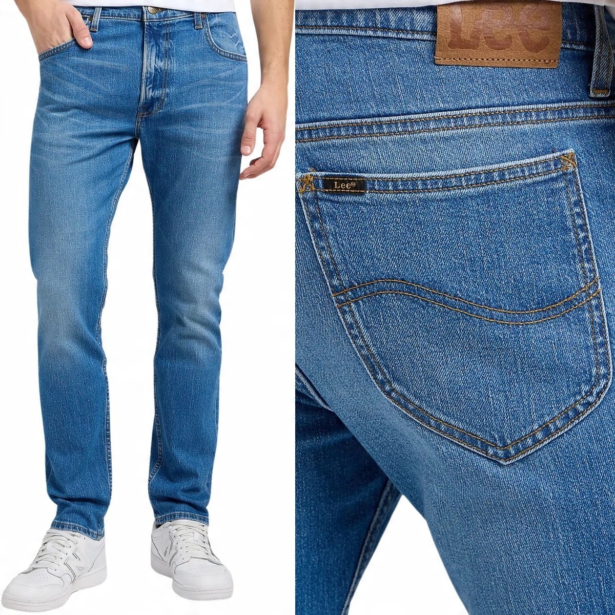 Lee RIDER SLIM Indigo Vintage lekko dopasowane spodnie jeansowe W30 L34