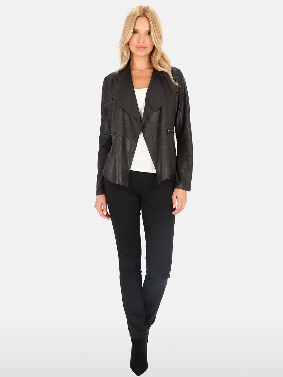 KURTKA DAMSKA TYPU NARZUTKA Z EKOLOGICZNEGO ZAMSZU