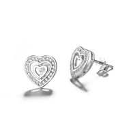 Kolczyki - Kolczyki srebrne serca z cyrkoniami - miniaturka - grafika 1