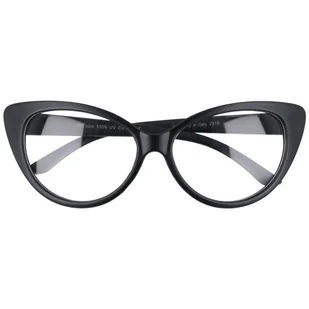 Kocie oczy okulary zerówki czarne matowe kujonki damskie ST210A - Okulary korekcyjne, oprawki, szkła - miniaturka - grafika 1