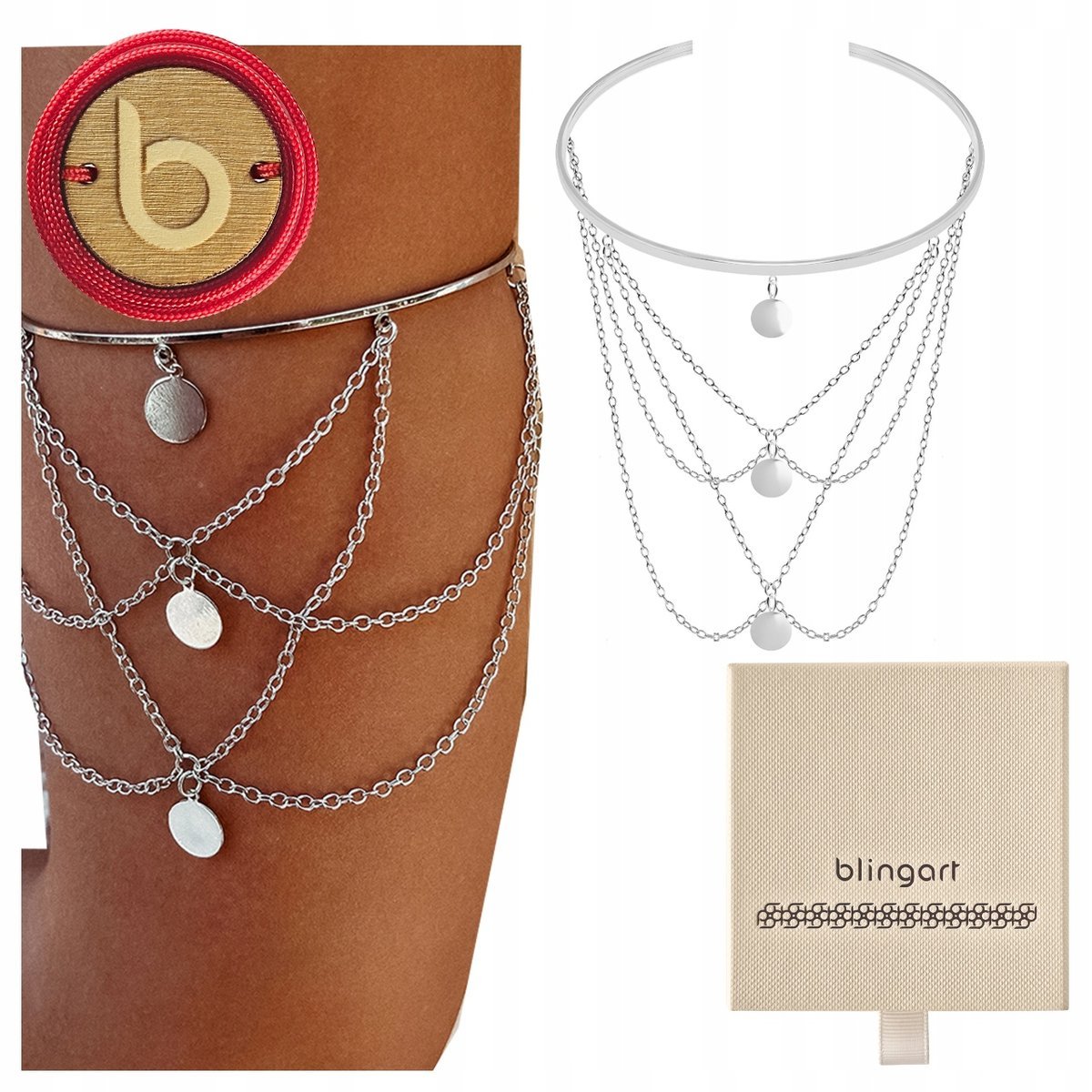 Bransoletka na ramię damska splot ankier regulowana elastyczna BLINGART