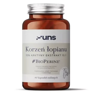 UNS Korzeń Łopianu 10% Arktyny Ekstrakt 10:1 60vegcaps - Witaminy i minerały dla sportowców - miniaturka - grafika 1