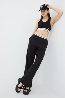 Spodnie damskie - Tommy Jeans spodnie dresowe damskie kolor czarny gładkie - grafika 1