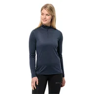 Koszulki sportowe damskie - Damska koszulka termoaktywna z długim rękawem Jack Wolfskin SKY THERMAL HZ W night blue - M - miniaturka - grafika 1