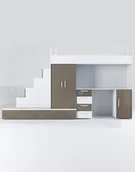 Krzesełka i taborety dla dzieci - Meblościanka Raj 5 połysk - pokój dziecięcy, młodzieżowy z materacem i stelażem szary - miniaturka - grafika 1