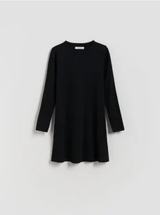 Reserved - Prążkowana sukienka - czarny - Sukienki i spódniczki dla dziewczynek - miniaturka - grafika 1