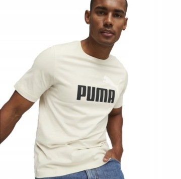 3227 Koszulka Męska Puma T-shirt Sportowa Bawełniana Beżowa M