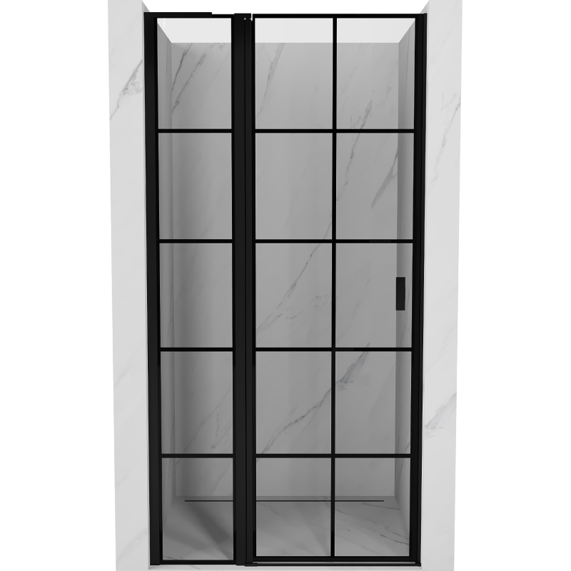 Mexen Mist L drzwi prysznicowe uchylne lewe 120 cm, czarna kratka, czarne - 8A4L-120-000-70-77-L