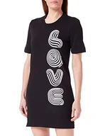 Sukienki - Love Moschino Damska sukienka z krótkim rękawem, krój regularny, czarna, rozmiar 46, czarny, 46 - miniaturka - grafika 1
