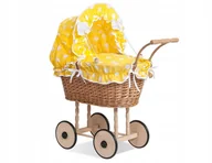 Pościel dla dzieci - Wiklinowy wózek dla lalek wysoki z pościelką i wyś - miniaturka - grafika 1