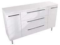 Szafki łazienkowe - Szafka Stojąca Z Blatem ATH 140 cm KD - Biały Wysoki Połysk - Uchwyty Chromowane - miniaturka - grafika 1