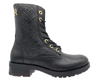 Botki damskie - Buty damskie botki eleganckie TOMMY HILFIGER MONOGRAM BIKER BOOT rozmiar 38 - miniaturka - grafika 1