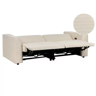 Sofa z elektryczną funkcją relaksu z ładowarką sztruksowa beżowa ULVEN - Sofy i kanapy - miniaturka - grafika 1