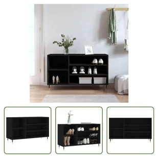Stojak na buty The Living Store czarny 102x36x60 cm materiał drewnopochodny - Szafki na buty Stojak na buty The Living Store czarny 102x36x60 cm materiał drewnopochodny - Szafki na buty - miniaturka - grafika 1