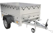Przyczepy - Przyczepa Garden Trailer 200 Kipp z kołem podporowym, burtami bis, stelażem H-0 i szarym pokrowcem - miniaturka - grafika 1