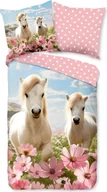 Pościel dla dzieci - Pościel dziecięca Good Morning 135x200 Philou konie kwiaty różowy niebieski 33158 - miniaturka - grafika 1