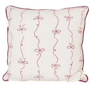 POSZEWKA NA PODUSZKĘ 45x45 DEKORACYJNA BIAŁA kokardki czerwona 100% bawełna - Poszewki na poduszki - miniaturka - grafika 1