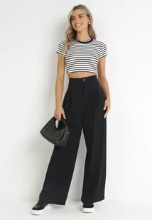 Czarne Szerokie Spodnie z Wysokim Stanem Lacis - Spodnie damskie - miniaturka - grafika 1