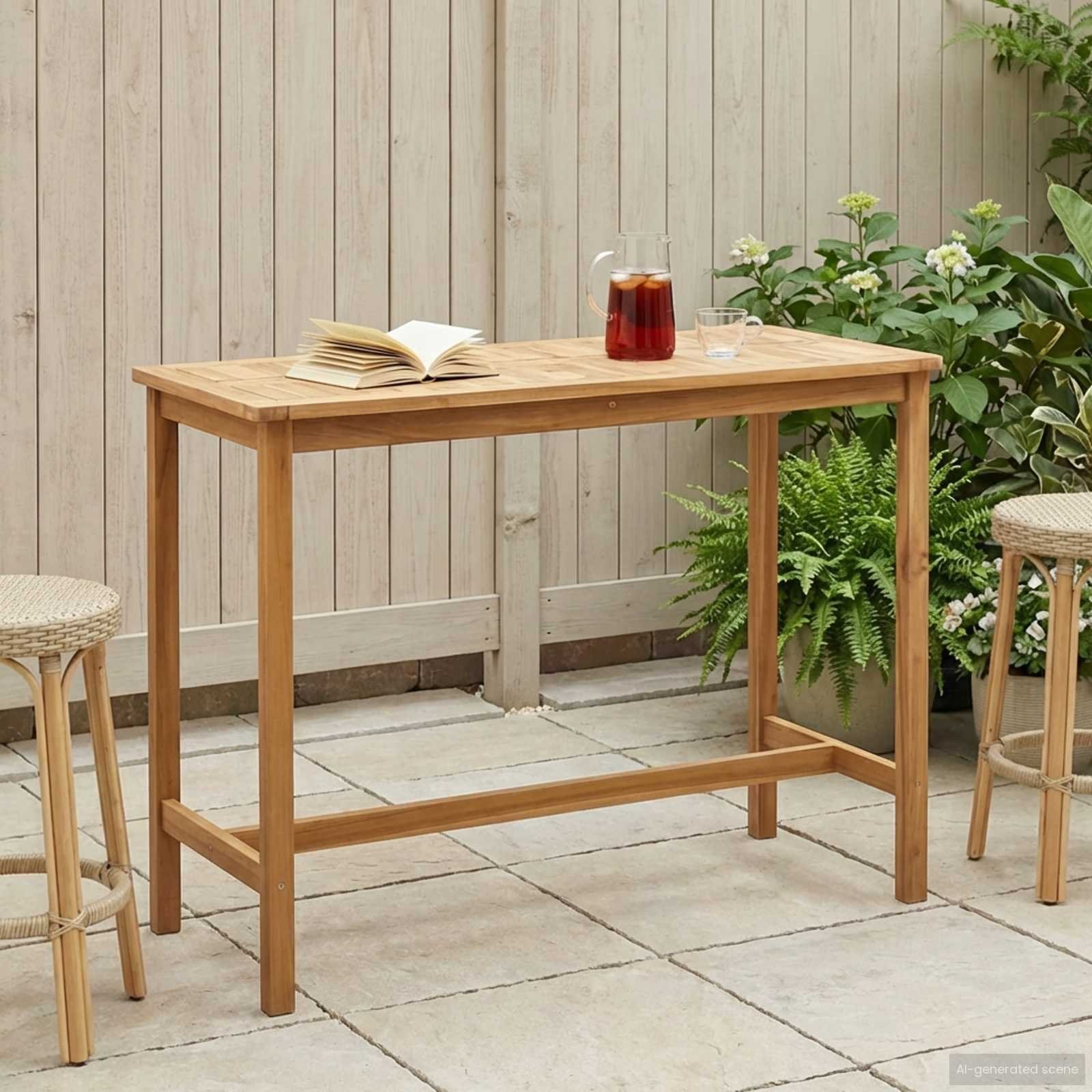 vidaXL Stół barowy naturalny 150 x 75 x 105 cm Lite drewno teakowe