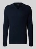 Swetry męskie - Sweter z dzianiny z kołnierzykiem polo - miniaturka - grafika 1