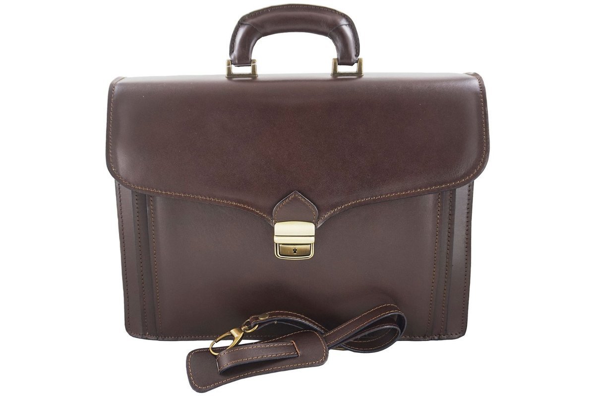 Barberini's - teczki męskie ze skóry naturalnej - Brązowa ciemna - Brązowy ciemny