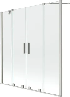 Mexen Velar Duo parawan nawannowy 2-skrzydłowy rozsuwany 140 x 150 cm, transparent, nikiel szczotkowany - 896-140-000-02-97 - Parawany nawannowe - miniaturka - grafika 1
