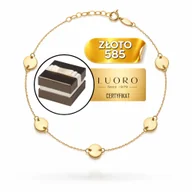 Bransoletki - BRANSOLETKA ZŁOTA 585 14K PEŁNE KÓŁKA 17 CM + 2 CM REGULACJA ELEGANCKA - miniaturka - grafika 1