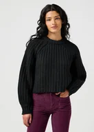 Swetry damskie - SWETER DAMSKI CZARNY WRANGLER 112356480 PUFF SLEEVE SWEATER M - miniaturka - grafika 1