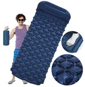 Materace turystyczne - Materac jednoosobowy z pompką ciemny niebieski - miniaturka - grafika 1