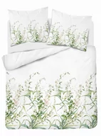 Pościel - Pościel 220x200 biała zielona liście Bawełna - miniaturka - grafika 1