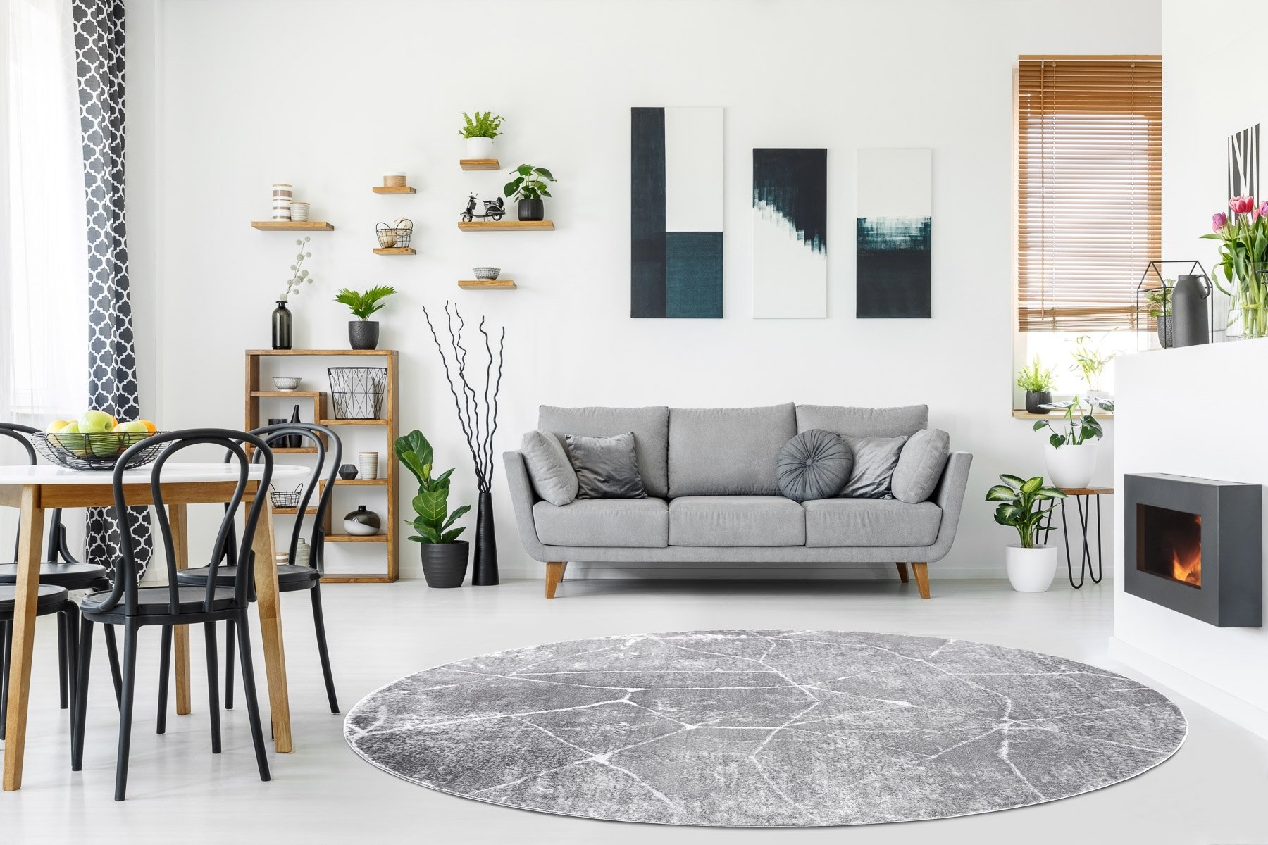 Dywan MEFE nowoczesny Koło 2783 Marmur - Strukturalny, dwa poziomy runa szary koło 200 cm