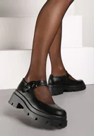 Półbuty damskie - Czarne Półbuty Mary Jane na Grubej Podeszwie z Ozdobną Sprzączką Fenzina - miniaturka - grafika 1