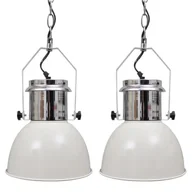 Lampy sufitowe - vidaXL Nowoczesna, biała lampa wisząca x 2 - miniaturka - grafika 1