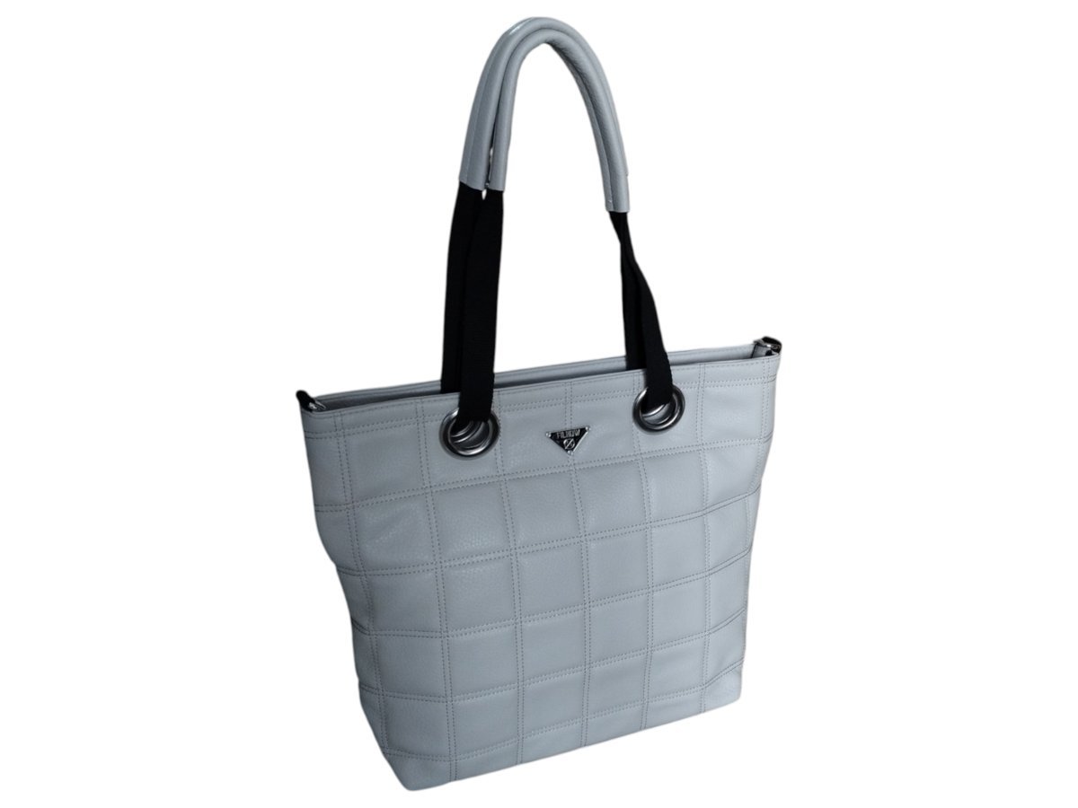 Duża Pikowana Torba Shopper, Miejska Torebka Damska Z Przegrodą, Szary