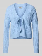 Swetry damskie - Kurtka z dzianiny o kroju regular fit z mieszanki wiskozy model ‘FIA’ - miniaturka - grafika 1