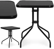 Stoły ogrodowe - Goodhome Stolik ogrodowy kwadratowy 60 cm szkło hartowane stół na ogród taras balkon czarny MultiGarden EDUKAMP - miniaturka - grafika 1