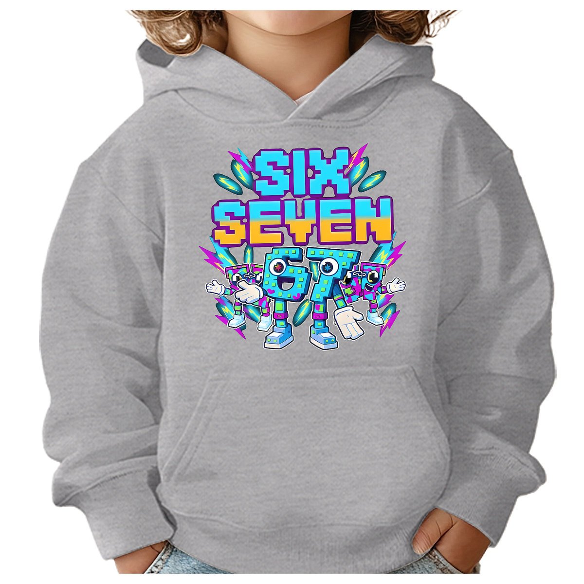BLUZA DZIECIĘCA Z KAPTUREM 67 SIX SEVEN KLOCKI VIRAL 122-128 PREZENT