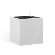 Donice - Flower Lover Doniczka samonawadniająca Cubico Stone biały, 27 cm - miniaturka - grafika 1