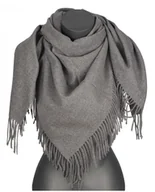 Apaszki i szaliki damskie - Chusta damska bawełniana jednokolorowa na prezent z frędzlami FGC szary - miniaturka - grafika 1