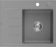 Zlewozmywaki - Mexen Ben zlewozmywak granitowy 1-komorowy z ociekaczem lewy 600 x 500 mm, szary, syfon chrom - 6522605000-71 - miniaturka - grafika 1