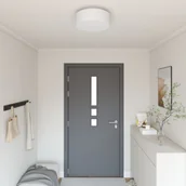 Lampy sufitowe - vidaXL Biała Metal, Tkanina 38 x 13.5 cm Lampa sufitowa Okrągła - miniaturka - grafika 1