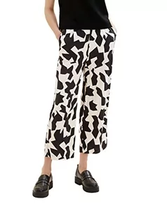 Spodnie damskie - TOM TAILOR Damskie spodnie Culotte, 32145 - Black Big Abstract Design, 34W / 26L - grafika 1