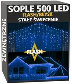 Oświetlenie świąteczne - Sople 500 LED Lampki Zewnętrzne IP44 Stałe+Flash Niebieskie - miniaturka - grafika 1