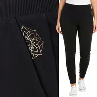 Spodnie damskie - SPODNIE DAMSKIE DRESOWE BAWEŁNIANE KOMFORTOWE ELASTYCZNE MORAJ M BLACK - miniaturka - grafika 1